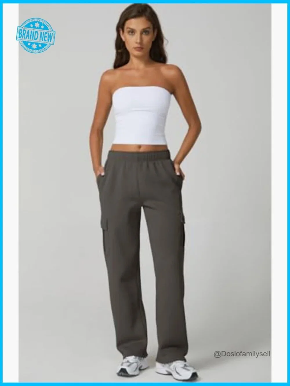 Baggy High Rise Fleece Cargo Sweatpants with Pockets Casual Y2K Joggers